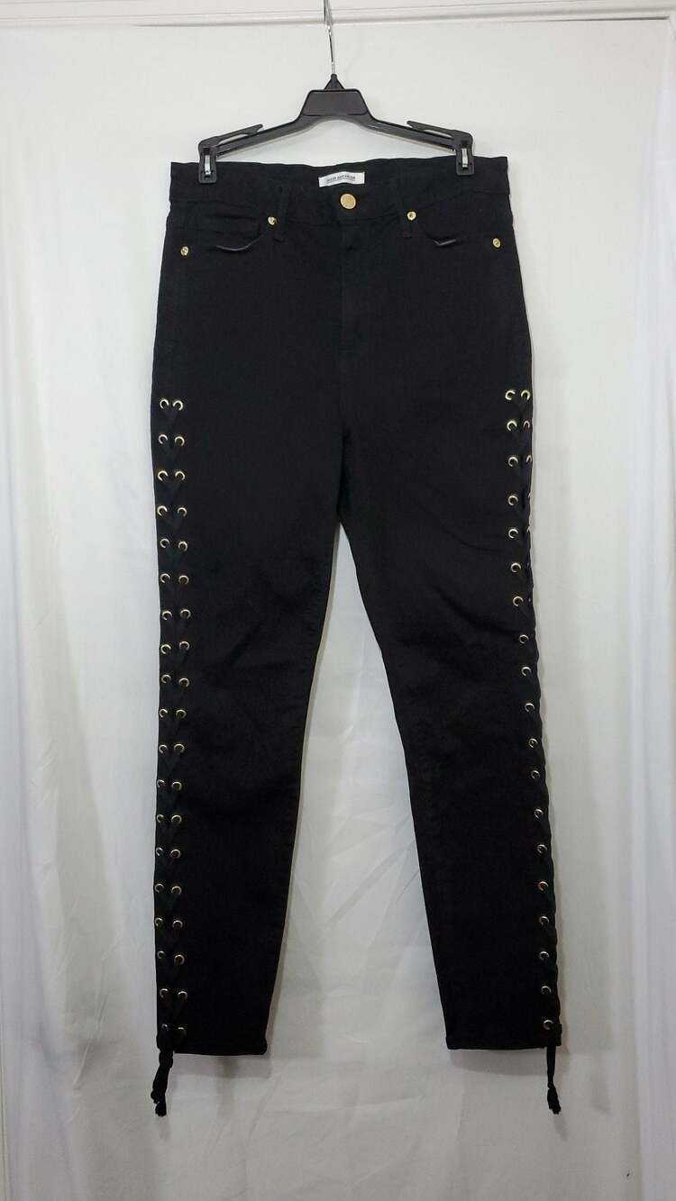 Good American Good Waist Lace Up Skinny Jeans Black Size 8/29